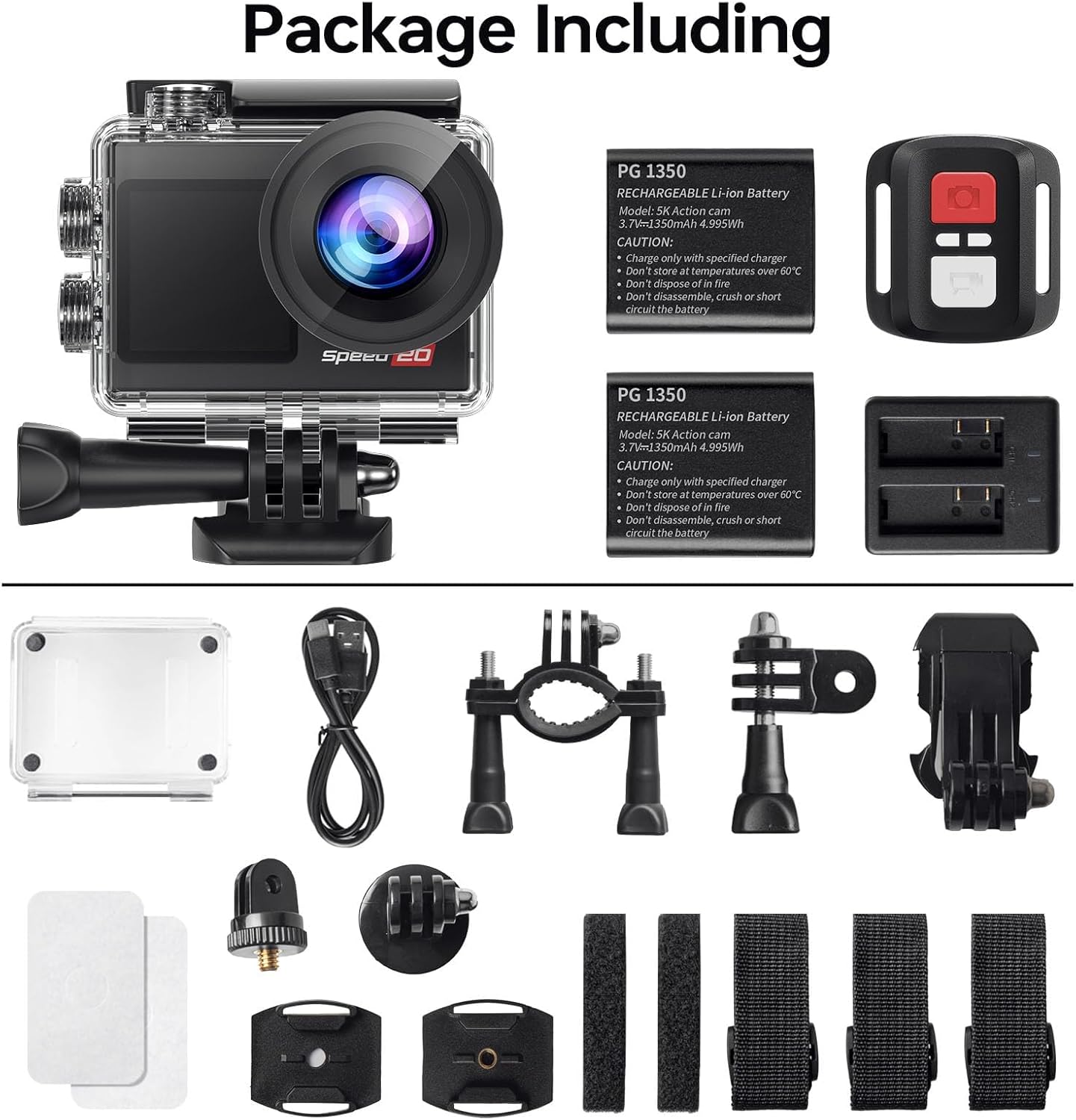 Action Camera 4K Waterproof Camera 20MP with Touch Screen Underwater Camera 131FT with EIS for Snorkeling Helmet Bike 170° Wide Angle Remote WiFi 5XZoom - Image 8