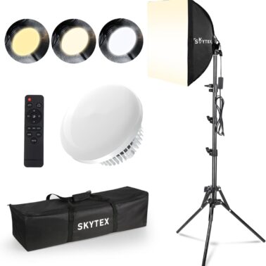 Skytex Softbox Lighting Kit 16x16in Soft Box 1Pack Upgrade 135W 2700-6400K 100V-240V E27 LEDBulb Continuous Photography Lighting,Photo Studio Light Equipment for Camera Shooting Video Recording