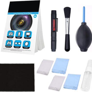 Camkix Camera Lens Cleaning Kit - Air Blower, 2in1 Lens Cleaning Pen, Cleaning Brush, Spray Bottle w/Cleaning Solution, Lens Cleaning Paper Tissue (Without Fluid)